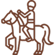 baraat Simple line drawing of a person riding a horse.