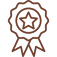 premium-quality Brown outline of a rosette with a star in the center, positioned above two ribbon tails.