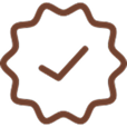 verified A brown star-shaped badge with a checkmark in the center.
