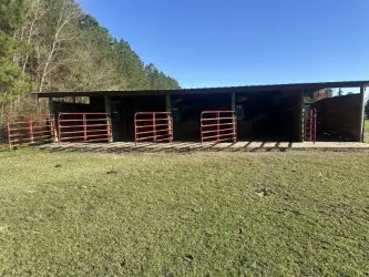 A large barn with many stalls in it